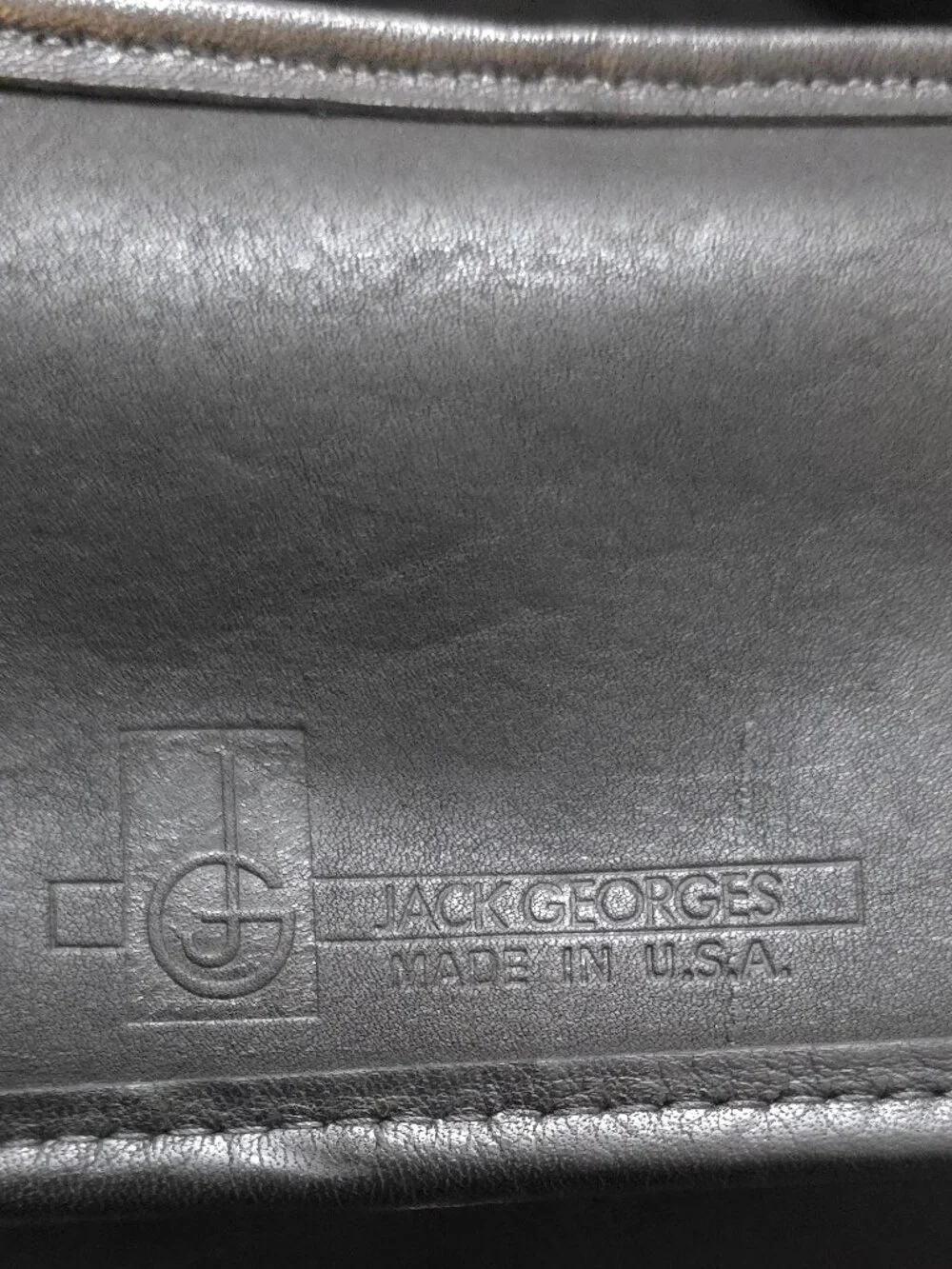 Vintage Jack Georges University Collection Black Leather Slim Dowel Briefcase